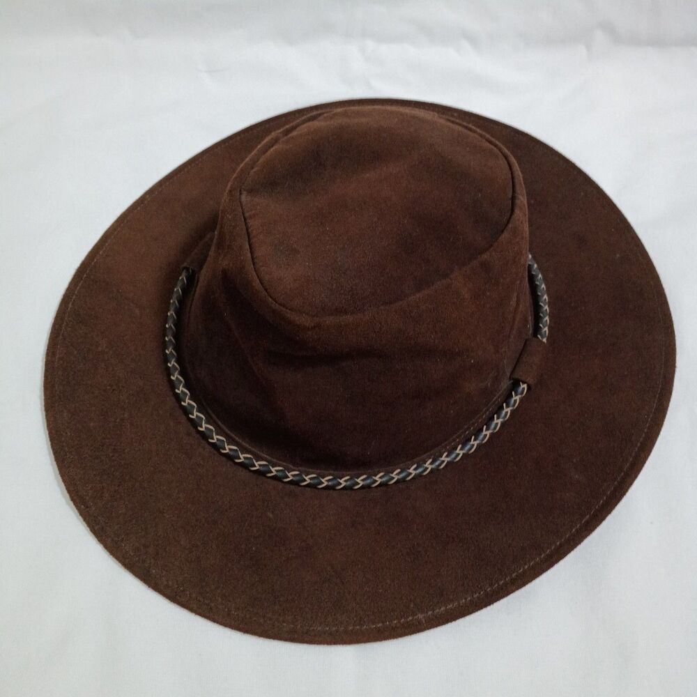 Kakadu Australian Made Genuine Kangaroo Leather Outback Hat Sz XL Brown